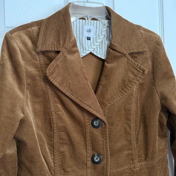 Cabi Women Journey Corduroy Button Jacket Brown Large Academia Boho Preppy Style - Picture 2 of 9